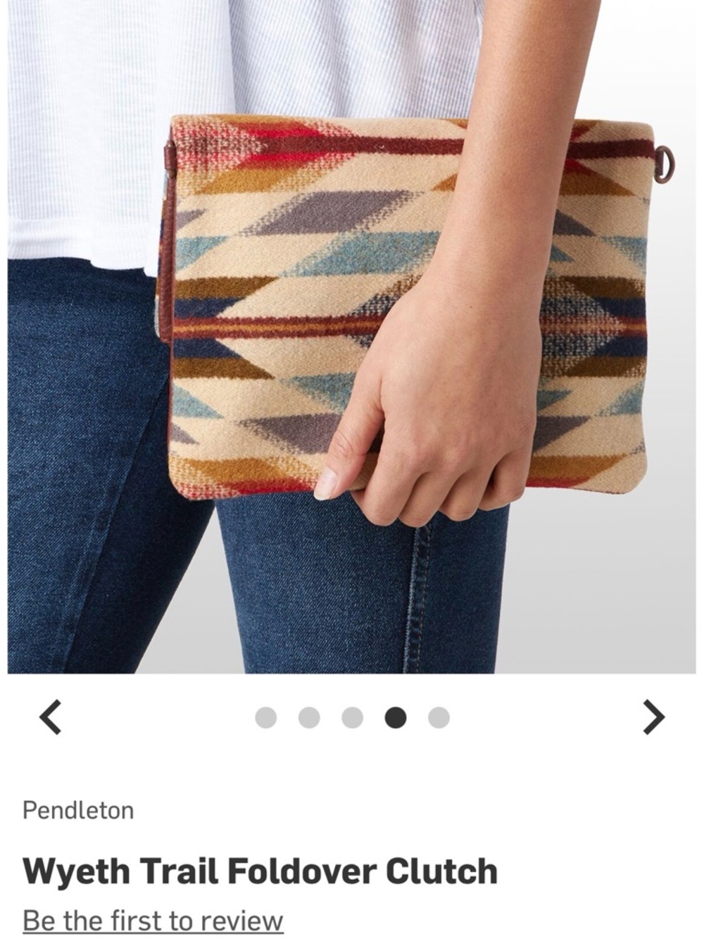 Pendleton Brown and Teal Geometric Foldover Crossbody  wyeth Clutch